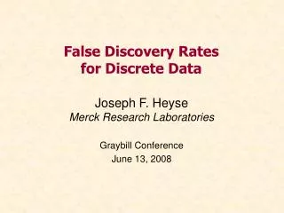 False Discovery Rates for Discrete Data
