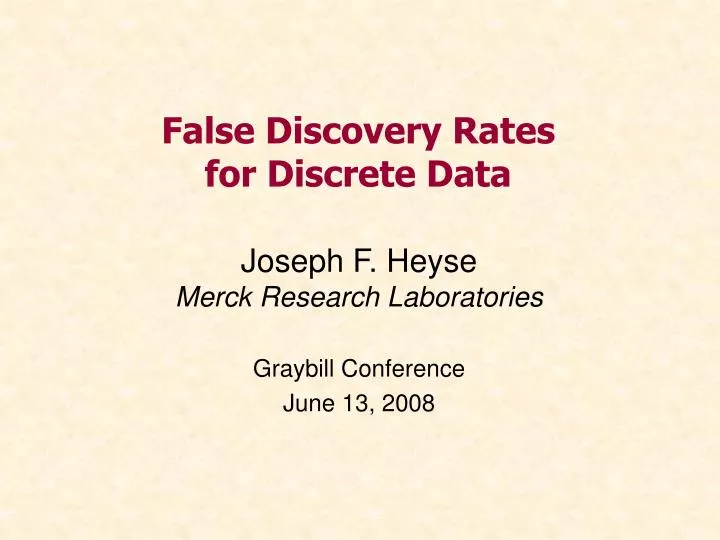 false discovery rates for discrete data