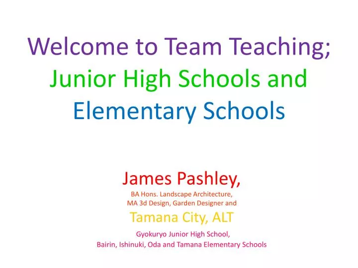 welcome to team teaching junior high schools and elementary schools