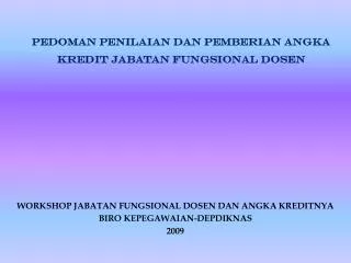 pedoman penilaian dan pemberian angka kredit jabatan fungsional dosen