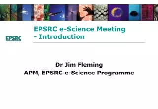 EPSRC e-Science Meeting - Introduction