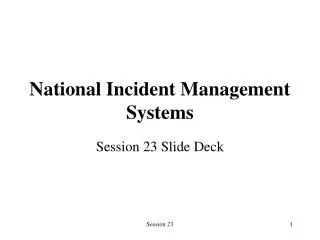 National Incident Management Systems