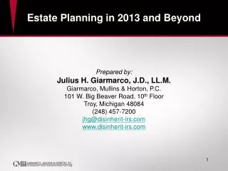 Estate Planning in 2013 and Beyond