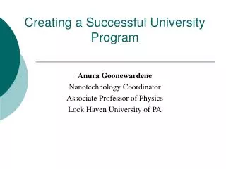 Creating a Successful University Program