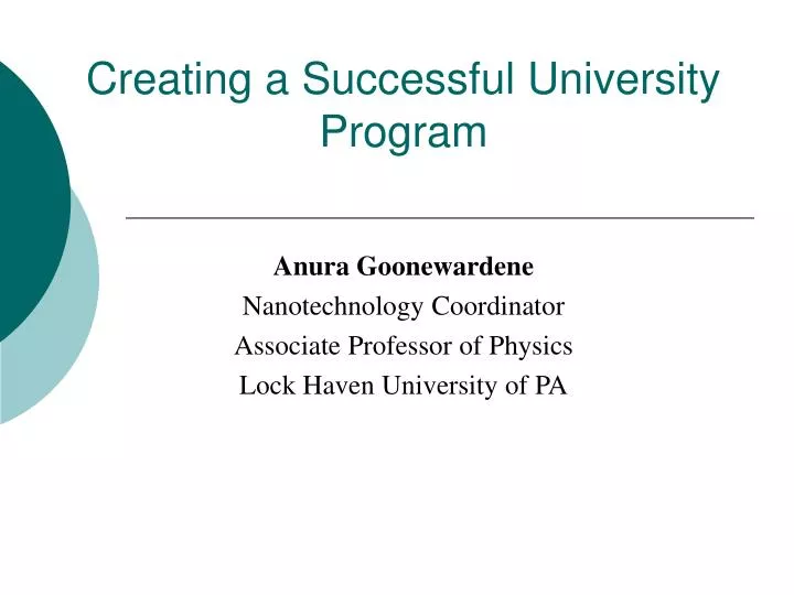 creating a successful university program