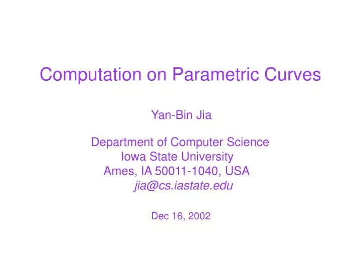 computation on parametric curves