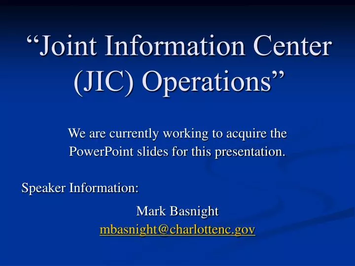joint information center jic operations