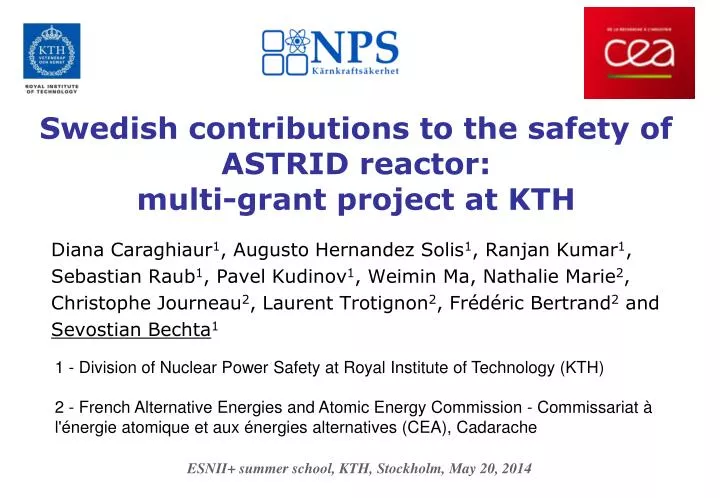 swedish contributions to the safety of astrid reactor multi grant project at kth