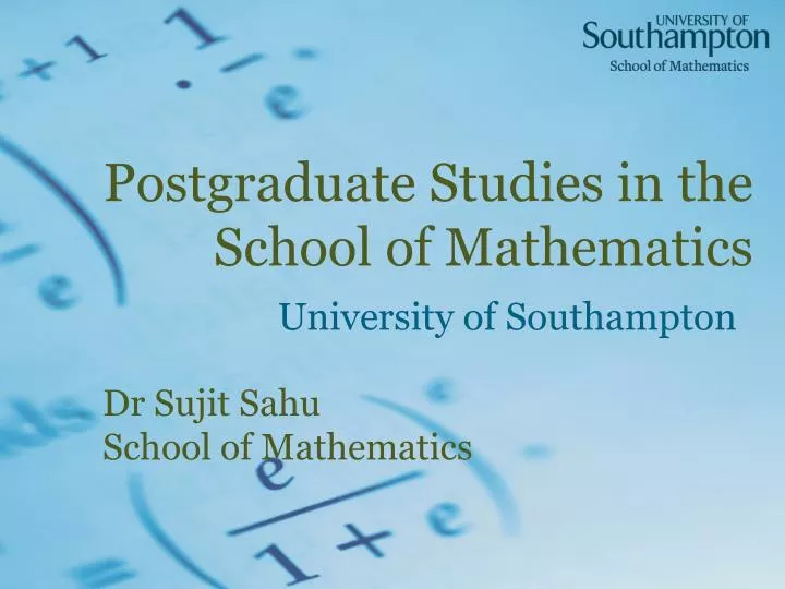 postgraduate studies in the school of mathematics