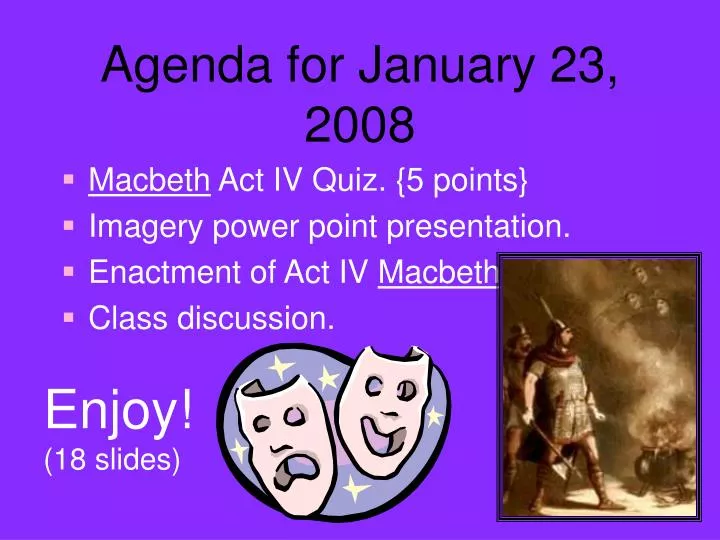 agenda for january 23 2008