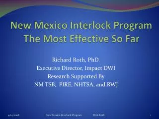 New Mexico Interlock Program The Most Effective So Far