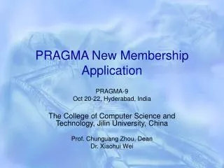 PRAGMA New Membership Application