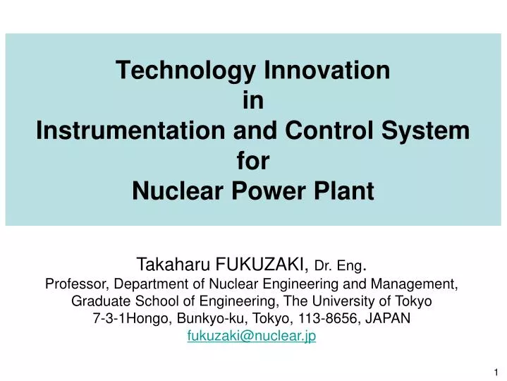 technology innovation in instrumentation and control system for nuclear power plant