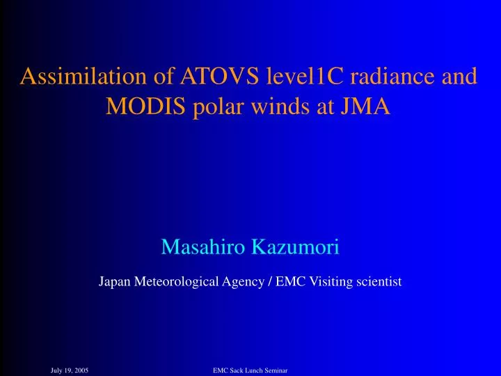 assimilation of atovs level1c radiance and modis polar winds at jma