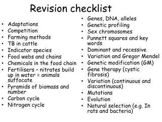 Revision checklist