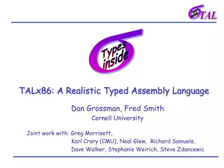 talx86 a realistic typed assembly language
