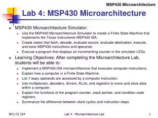 Lab 4: MSP430 Microarchitecture