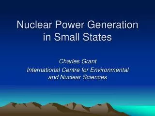 Nuclear Power Generation in Small States