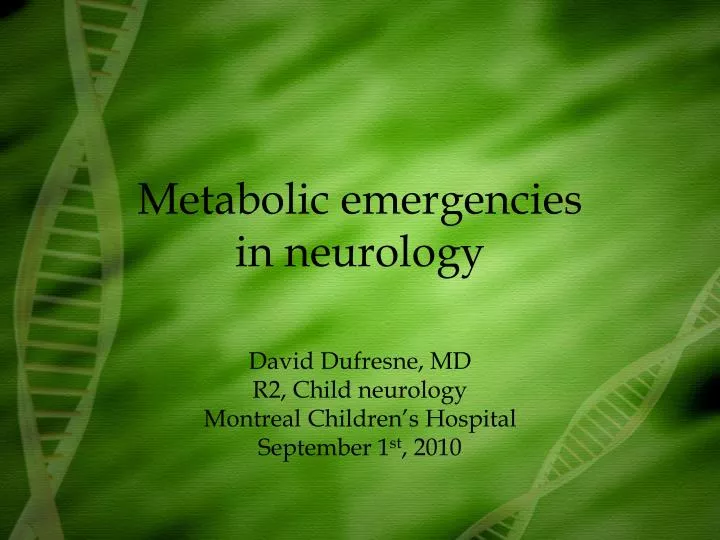 metabolic emergencies in neurology