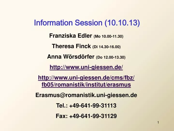 information session 10 10 13