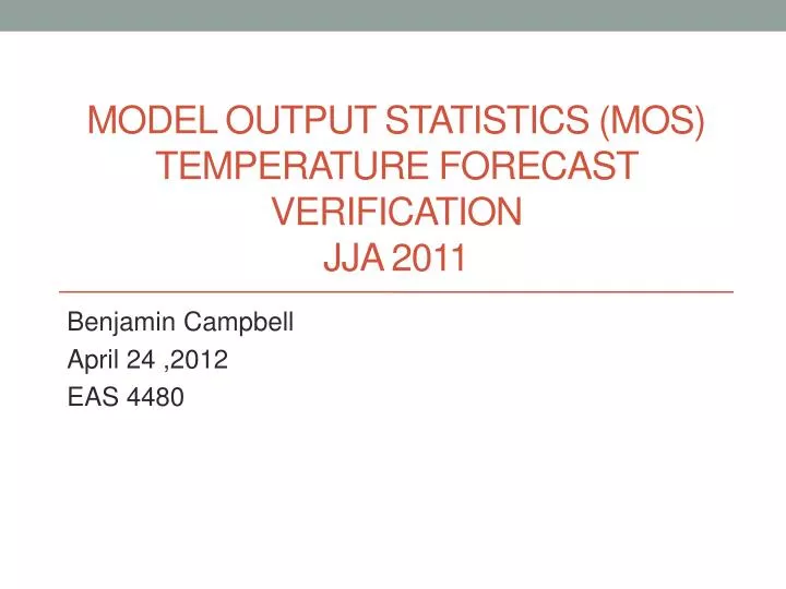 model output statistics mos temperature forecast verification jja 2011