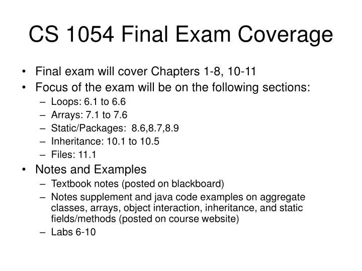 cs 1054 final exam coverage