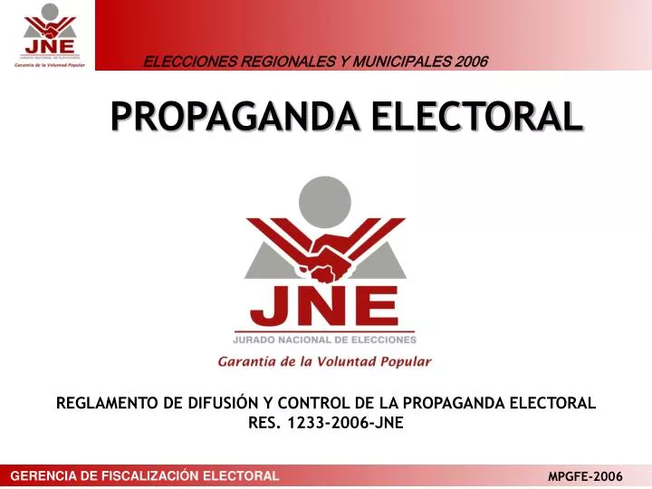 reglamento de difusi n y control de la propaganda electoral res 1233 2006 jne