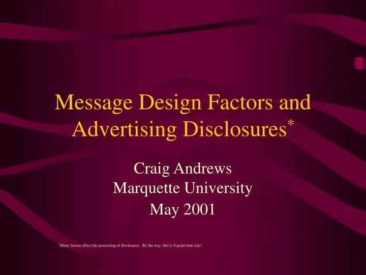 message design factors and advertising disclosures