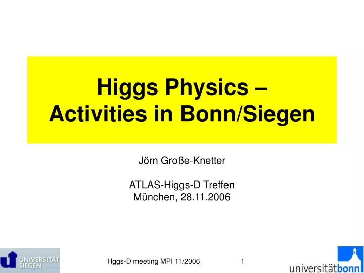 higgs physics activities in bonn siegen