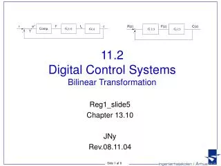 11.2 Digital Control Systems Bilinear Transformation