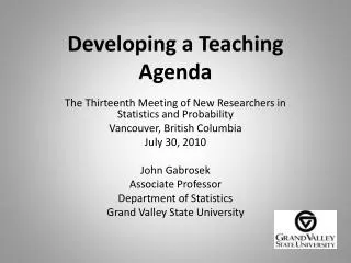Developing a Teaching Agenda