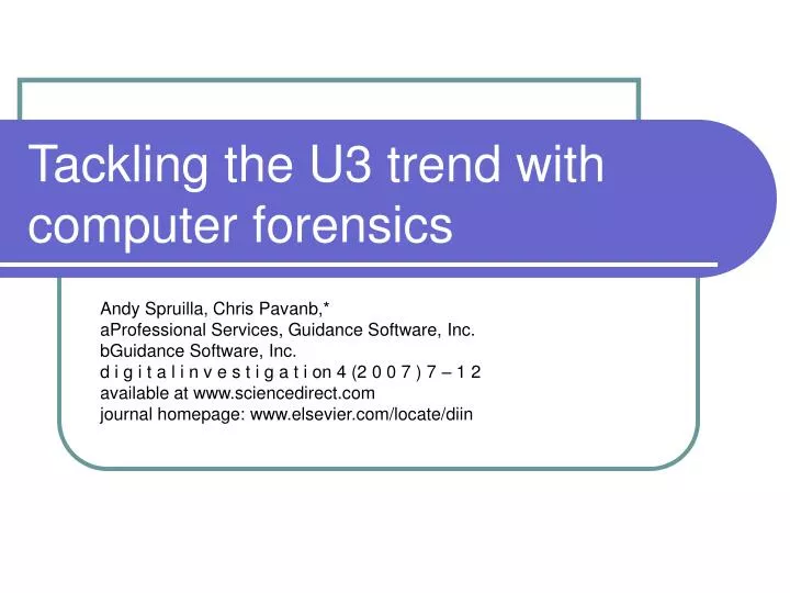 tackling the u3 trend with computer forensics