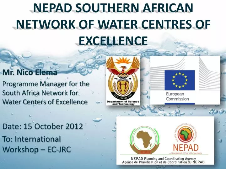 nepad southern african network of water centres of excellence