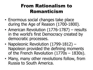 From Rationalism to Romanticism