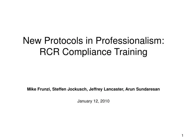 new protocols in professionalism rcr compliance training