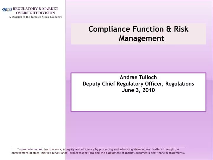 compliance function risk management