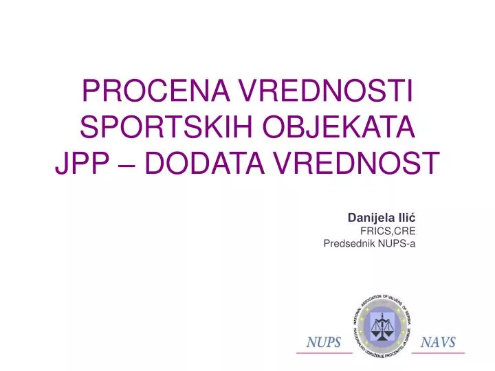 procena vrednosti sportskih objekata jpp dodata vrednost