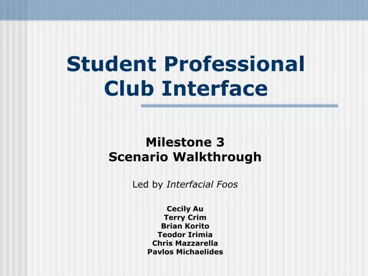 student professional club interface