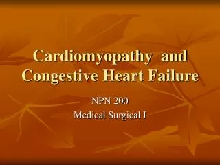 Cardiomyopathy and Congestive Heart Failure