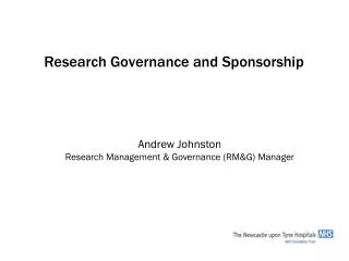 Research Governance and Sponsorship