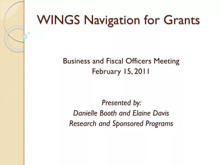 wings navigation for grants