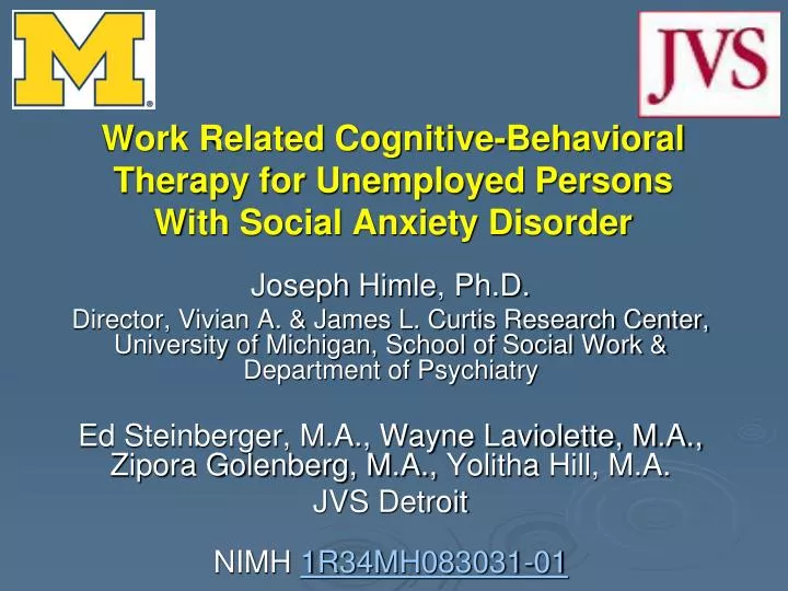 work related cognitive behavioral therapy for unemployed persons with social anxiety disorder
