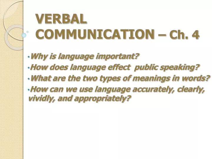 verbal communication ch 4
