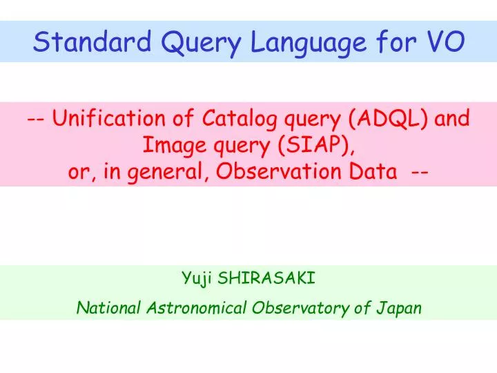 standard query language for vo