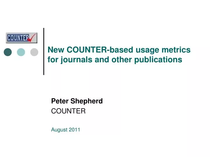 new counter based usage metrics for journals and other publications