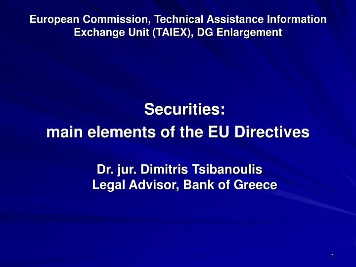 european commission technical assistance information exchange unit taiex dg enlargement