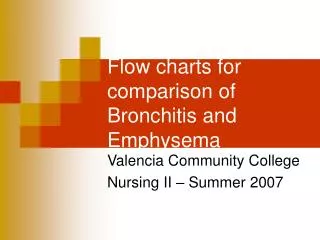 Flow charts for comparison of Bronchitis and Emphysema