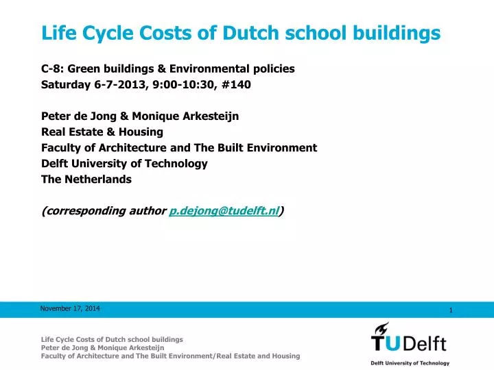 life cycle costs of dutch school buildings