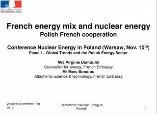 French energy mix and nuclear energy Polish French cooperation