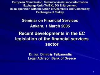 Se minar on Financial Services Ankara, 1 March 2005